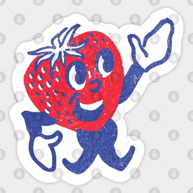 Cute Retro Strawberry Happy Strawberry Sticker by Yesteeyear